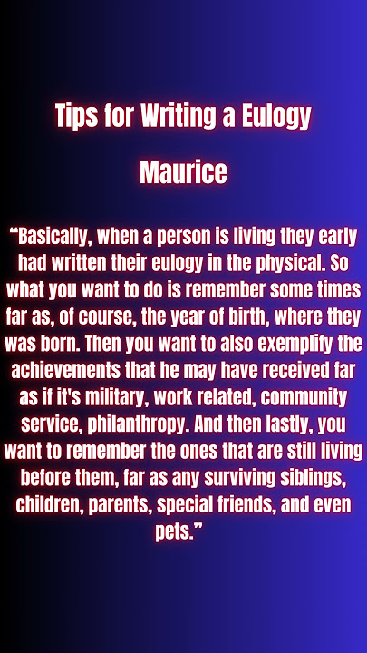 Tips for Writing a Eulogy