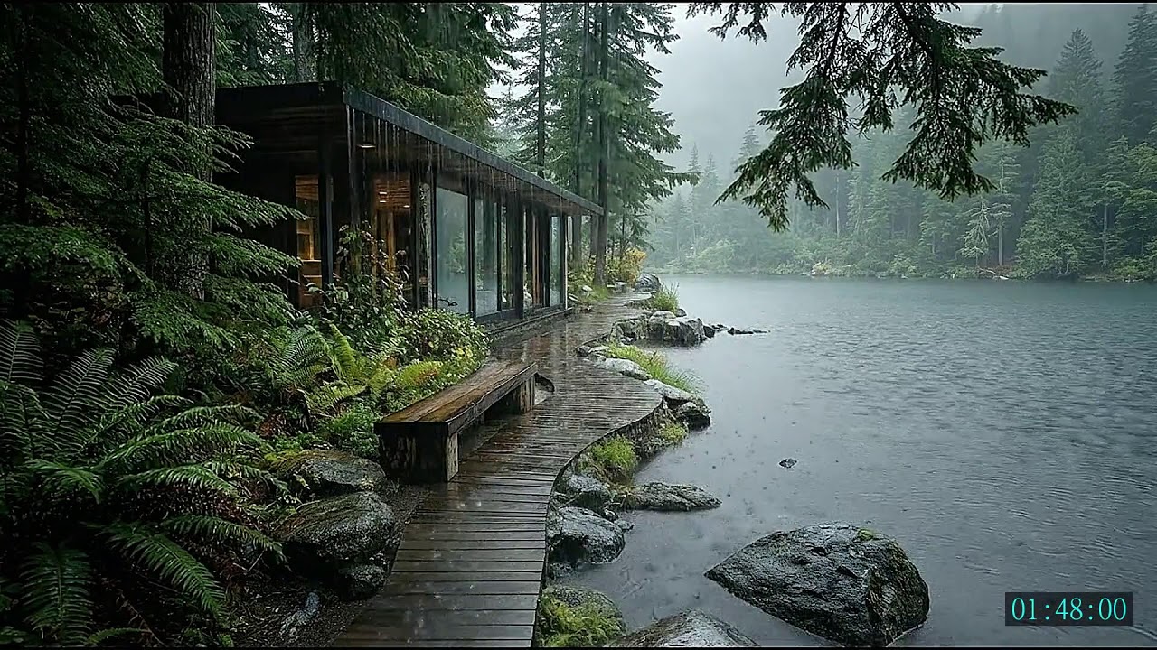 Calm Rain Sounds with Gentle Piano for Sleeping and Nighttime Serenity