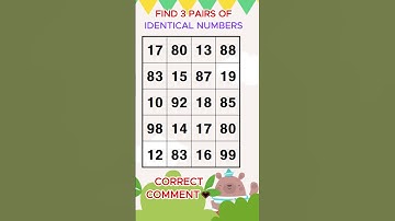 Find 3 pairs of identical numbers /Dementia Prevention Quizzes/Dementia Tests.NO9