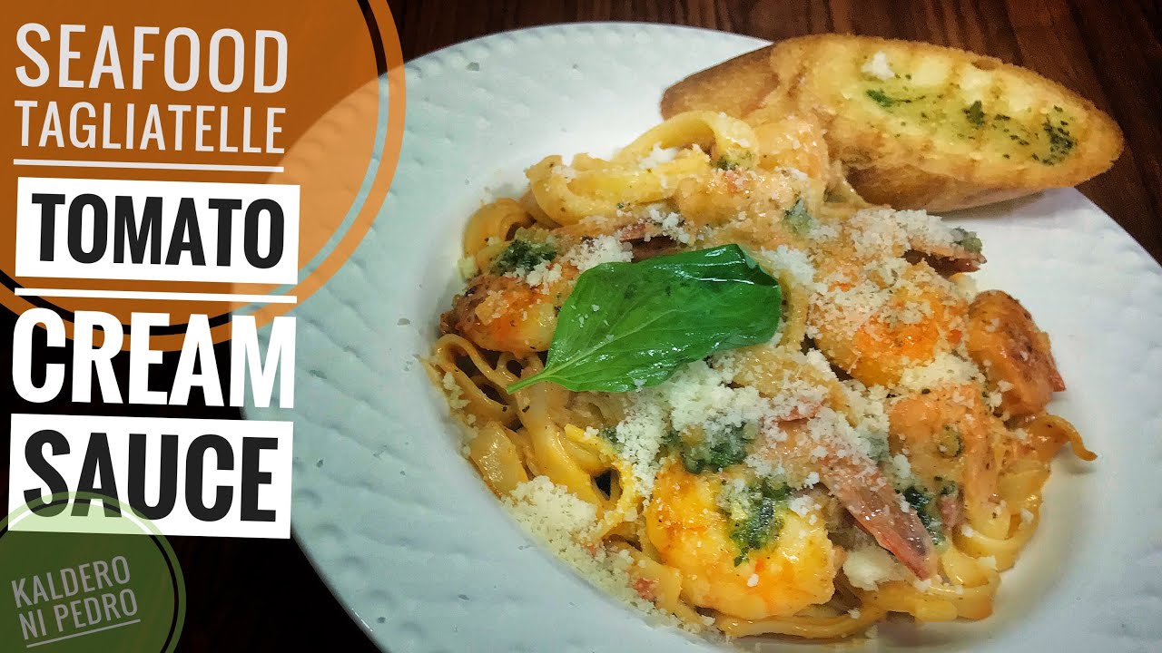 Tagliatelle Seafood Pasta// Tomato Cream Sauce YouTube
