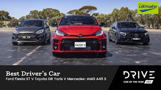 Ford Fiesta ST v Toyota GR Yaris v Mercedes-AMG A45 S | BP Driver's Car | Drive Car of the Year 2021