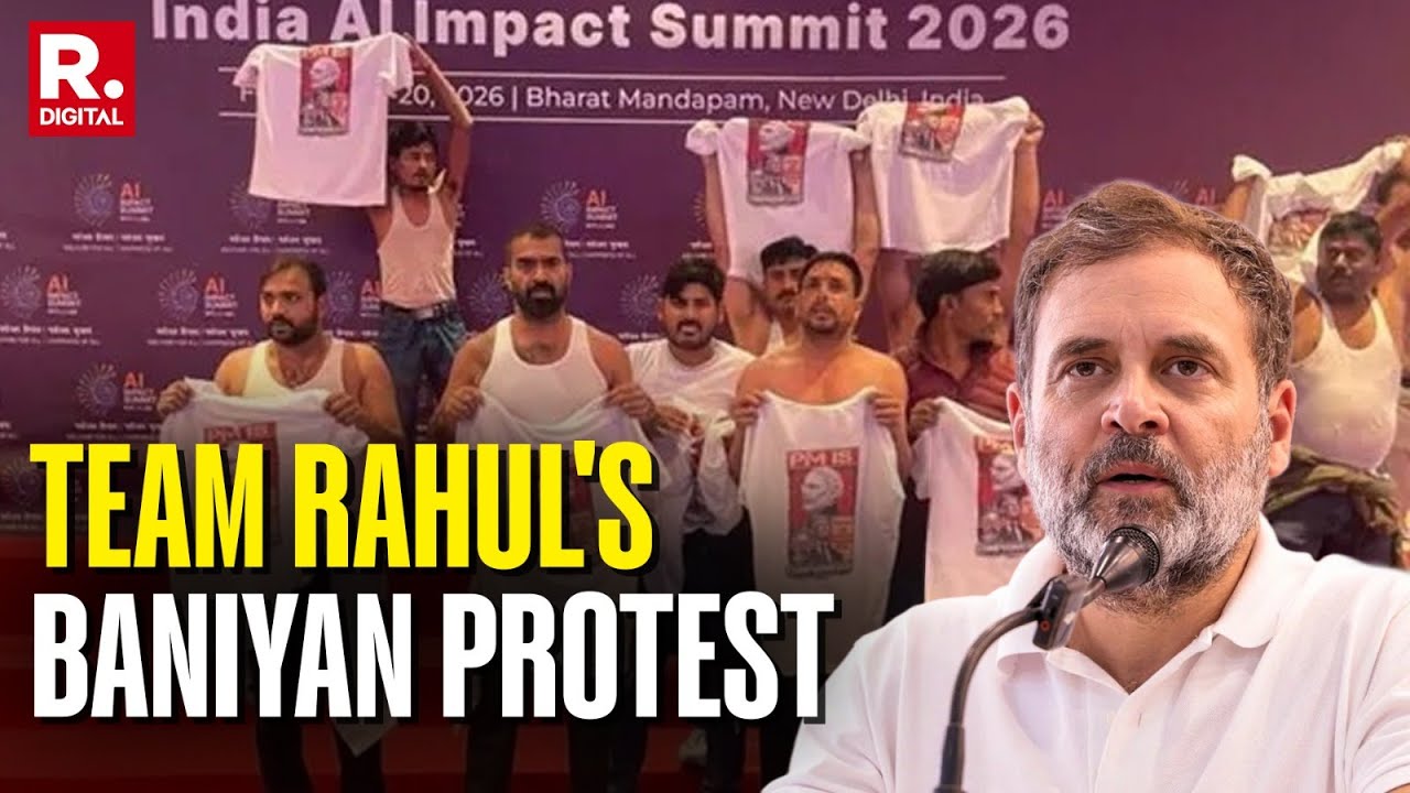 India AI Impact Summit: Congress Workers Stage Protests, Chant Anti-Modi Slogans At Bharat Mandapam