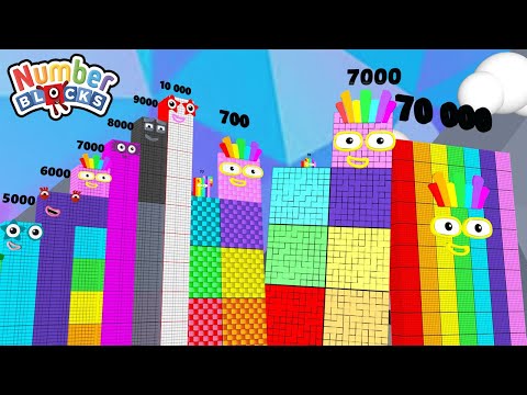 Looking for Numberblocks 1000 to 10 000 vs 7 700 70 000 7 Million HUGE Standing Tall Number Pattern