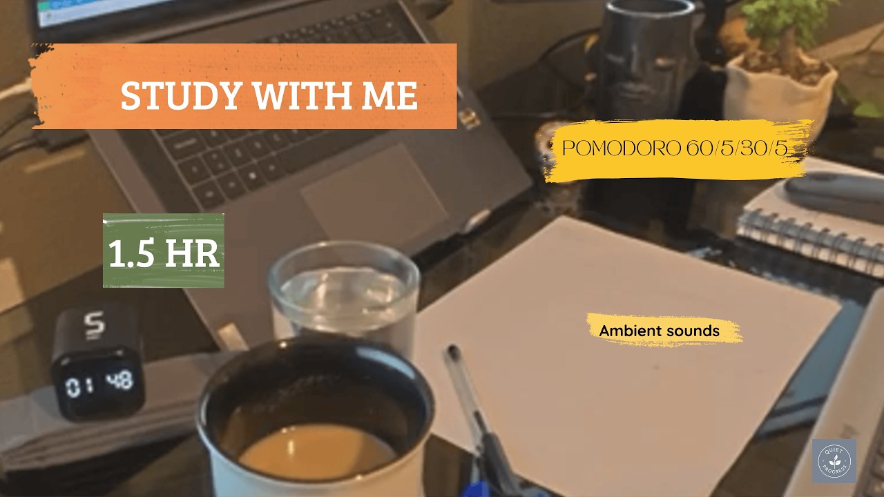 Study With Me at Night | Pomodoro 60/5/30/5 | Ambient Sounds, No Music