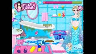 Juego de limpiar el baño con Elsa embarazada screenshot 1