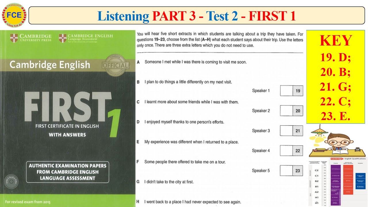 FCE First 1 Listening Part 3 Test 2 (Transcript + Key) - YouTube