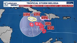 Weather Impact Live: Tropical Storm Melissa continues strengthening