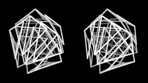 Cells-16-3d-monochrome. Rotation in four-dimensional space. 4D. Fourth dimension. Hyperspace.