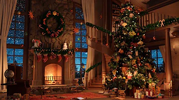 Christmas Music Ambience with Instrumental Christmas Music & Crackling Fireplace