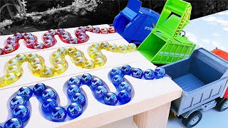 Marble Run Race ASMR 〇 HABA Triple Slope, Dump Truck & Garbage Truck Long Time Relax Healing