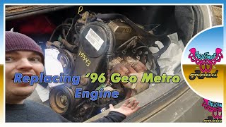 Replacing a 1996 Geo Metro  3 Cylinder 1.0L Engine // How to Remove and Install