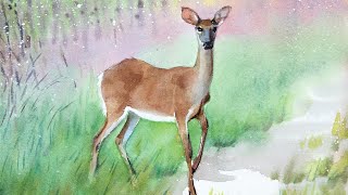 Watercolor Live - painting a deer