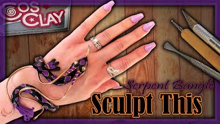 Polymer Clay Tutorial - Sculpting a serpent - How to make a snake sculpture - CosClay - DIY Bangle