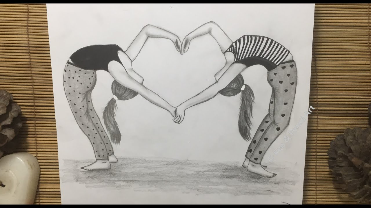 Friendship Day Drawing || Best Friends || How to Draw a Girl ( Pencil