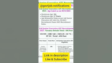 AAI Junior Executive ATC Recruitment 2023 #job #youtubeshorts #jobsearch  #shortsviralkaisekare2023