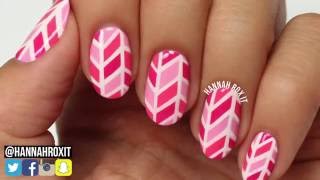 Pink And White Herringbone Nail Art By Hannah Rox It
