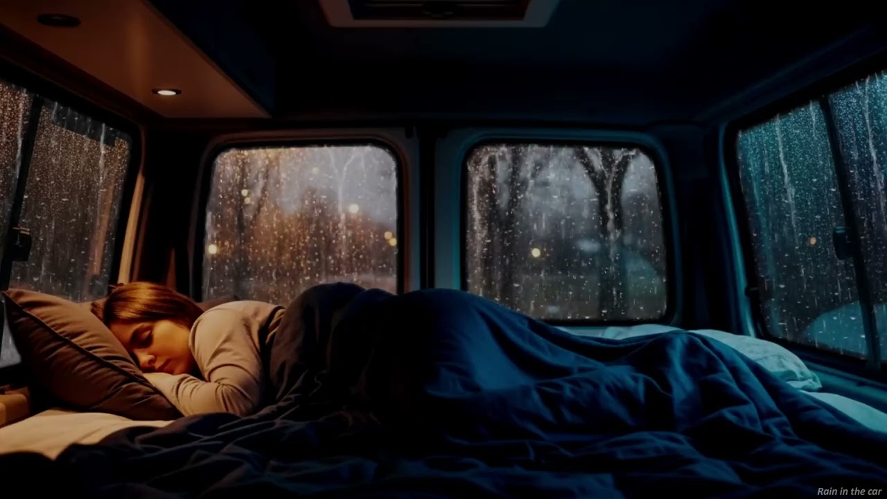 Rain Thunder on Car Window at Night for Deep Sleep, Stress Relief, Relaxation Sounds 🌧️ White Noise