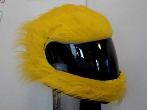 Fuzzy Yellow Furred Out CUSTOM Motorcycle Helmet