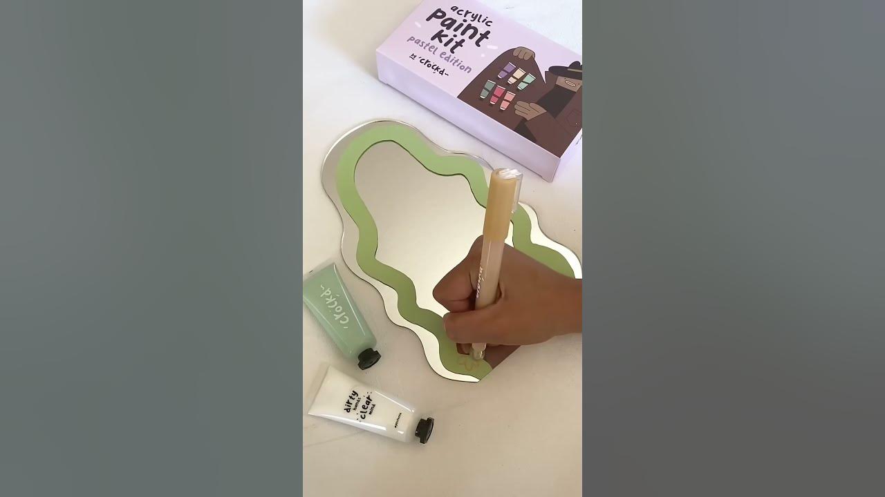 Craft Idea! DIY Painted Squiggle Mirror Crockd Acrylic Pastel Paints + Paint Pens 〰️ YouTube