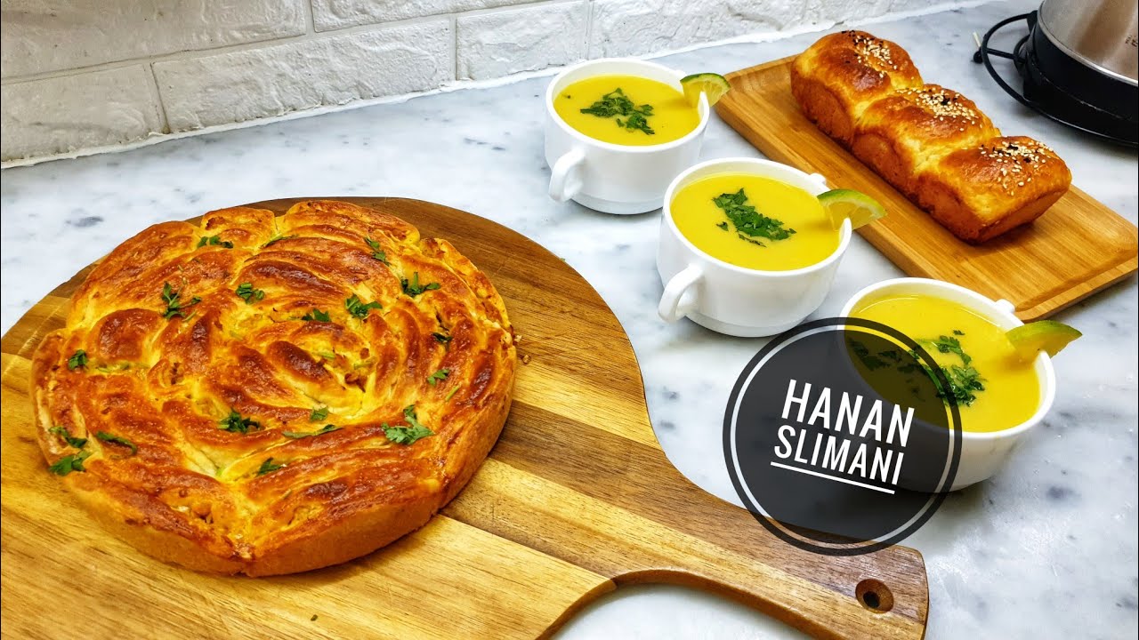 عشاء خفيف وبسيط في متناول الجميع 😀 بريوش مالح خفيف بحشو رائع وشكل مختلف وسوب البطاطا