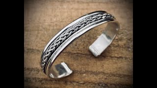 Sterling silver braided rope cuff bracelet  Flatwearable Artisan Jewelry