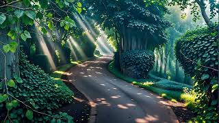 Calming Forest Road in 4k | Looping Ambient Video With Gentle Breeze