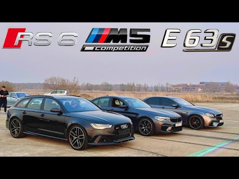 Audi RS6 vs BMW M5 vs AMG E63S - DRAG RACE + бонус BMW X5M, X6M, M3 e92, Golf R, WRX Sti - versus