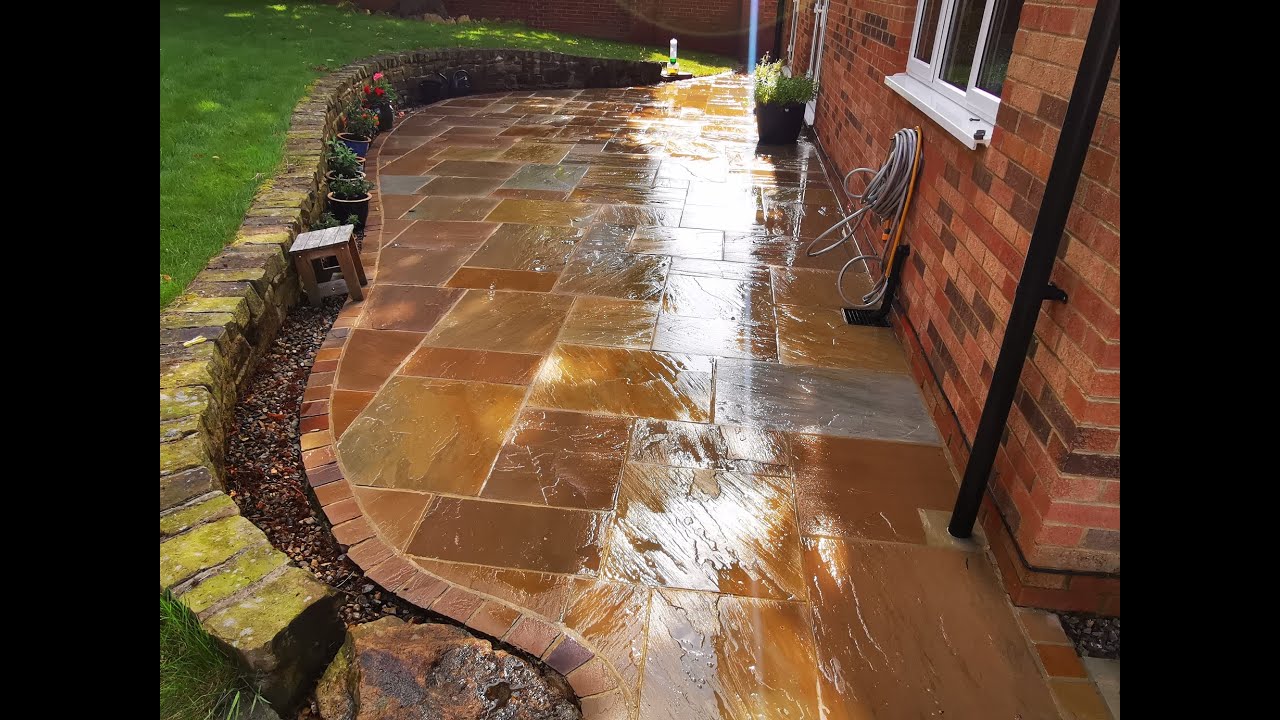 Indian Sandstone patio restored to look like new again ������ - YouTube