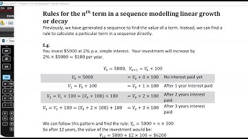 Rules for the nth term modelling linear growth or decay