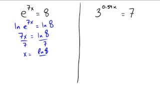 Using logarithms and the calculator to solve equations