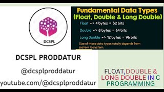 Fundamental Data Types − Float, Double & Long Double DCSPL PRODDATUR