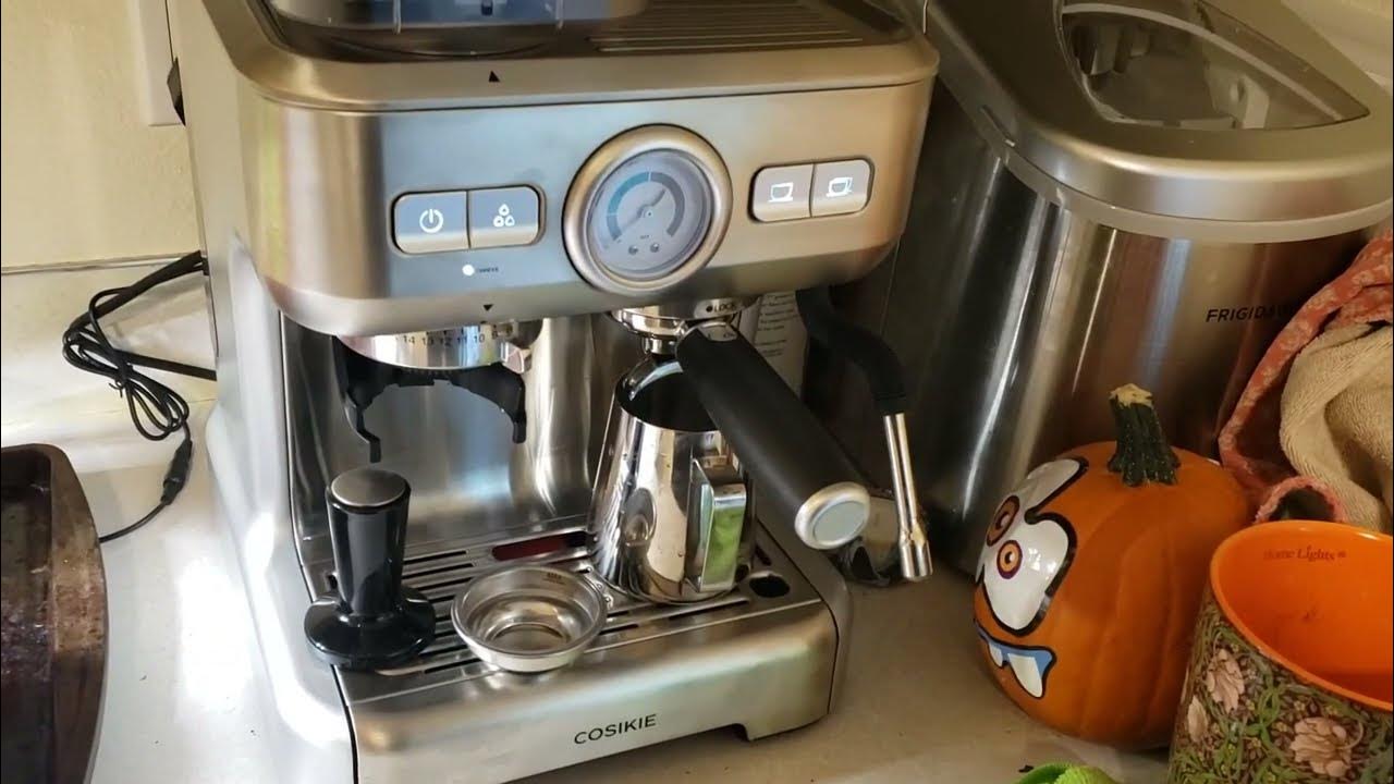 Semi Automatic Espresso Machine with Grinder, Steamer Milk Frother, COSIKIE  All in One , 20 Bar, Home Barista Cappuccino Coffee Maker, Gifts for Her