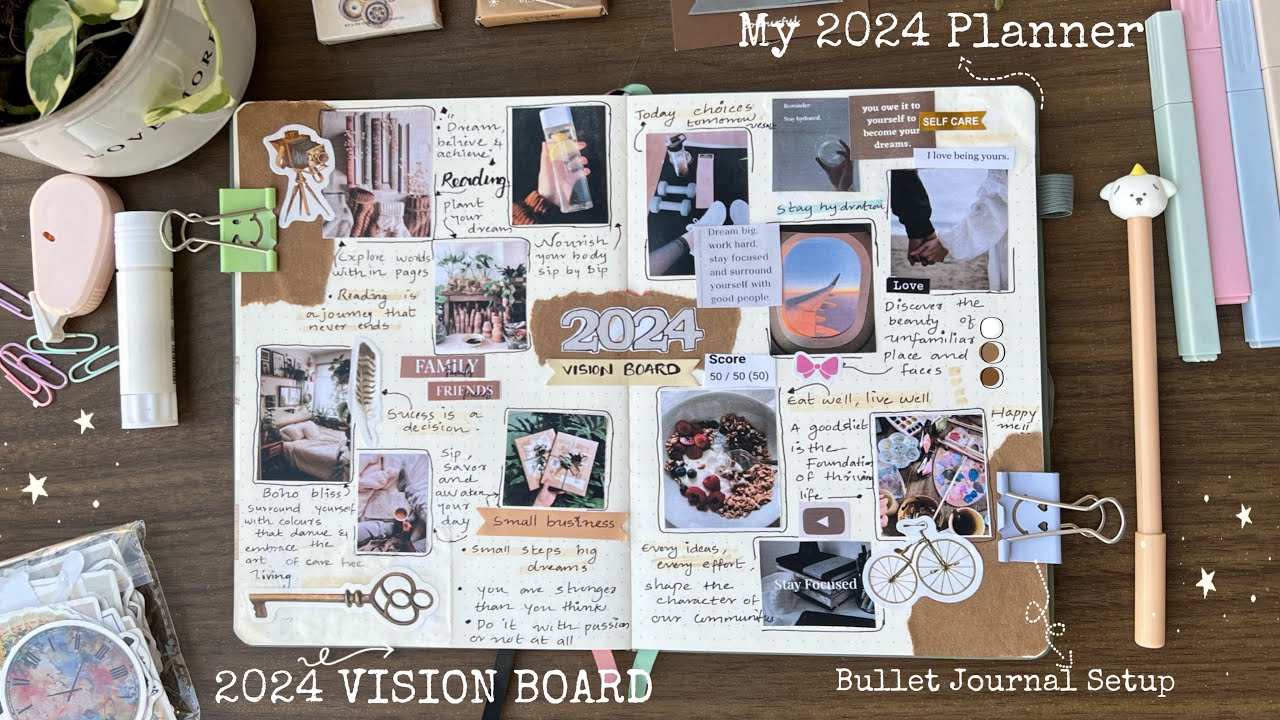 Creating My 2024 Vision Board | New Year Bullet Journal Setup | Journal ...