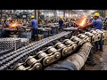 Amazing manufacturing process of motorcycle chain with great technique and skill. #Chain #Technique 