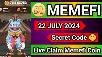 Memefi Secret Reward Combo Today !! Memefi 22.Jul.2024 Combo !! Memefi daily combo today