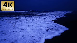 Soothing Ocean Waves At Night For Deep Sleep  HighQuality Stereo Sounds And Dark Screen 4K