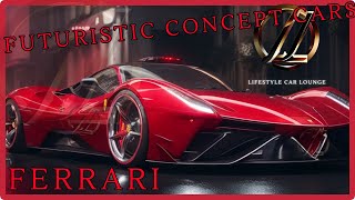 Lifestyle Car Lounge--Futuristische Concept cars die es bei Ferrari geben könnte (KI)