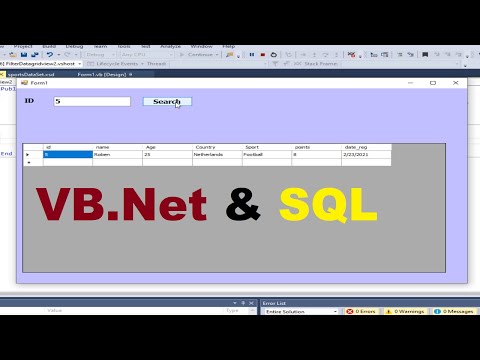 VB.net Tutorial:  Fill and Filter Datagridview with SQL database Using dataset