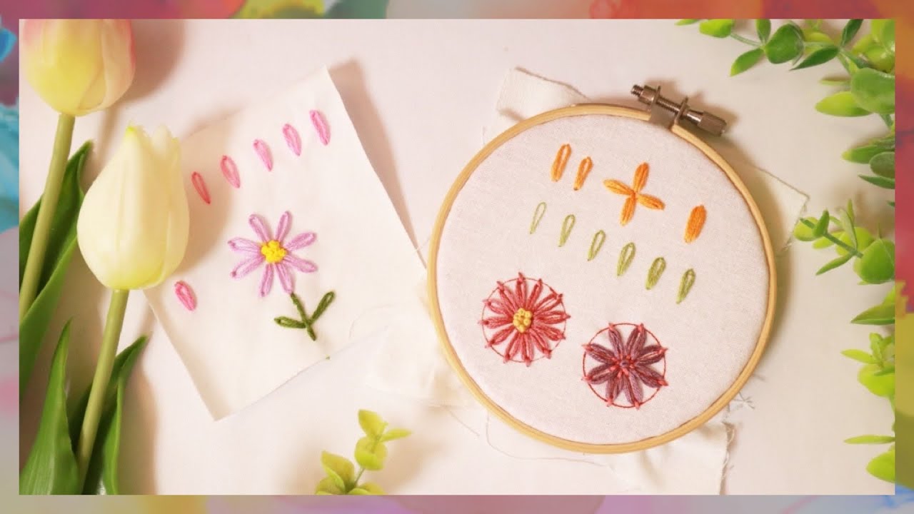 フランス刺繍】レゼーデージーステッチの縫い方 How to sew lazy daisy