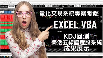 量化交易系統統專案開發 Excel VBA KDJ回測及樂活五線譜選股系統成果展示