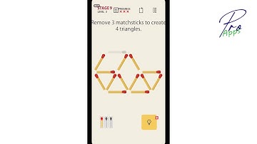 Remove 3 matchsticks to create 4 triangles | Matchsticks Puzzle Game | Level 3 - Stage 9