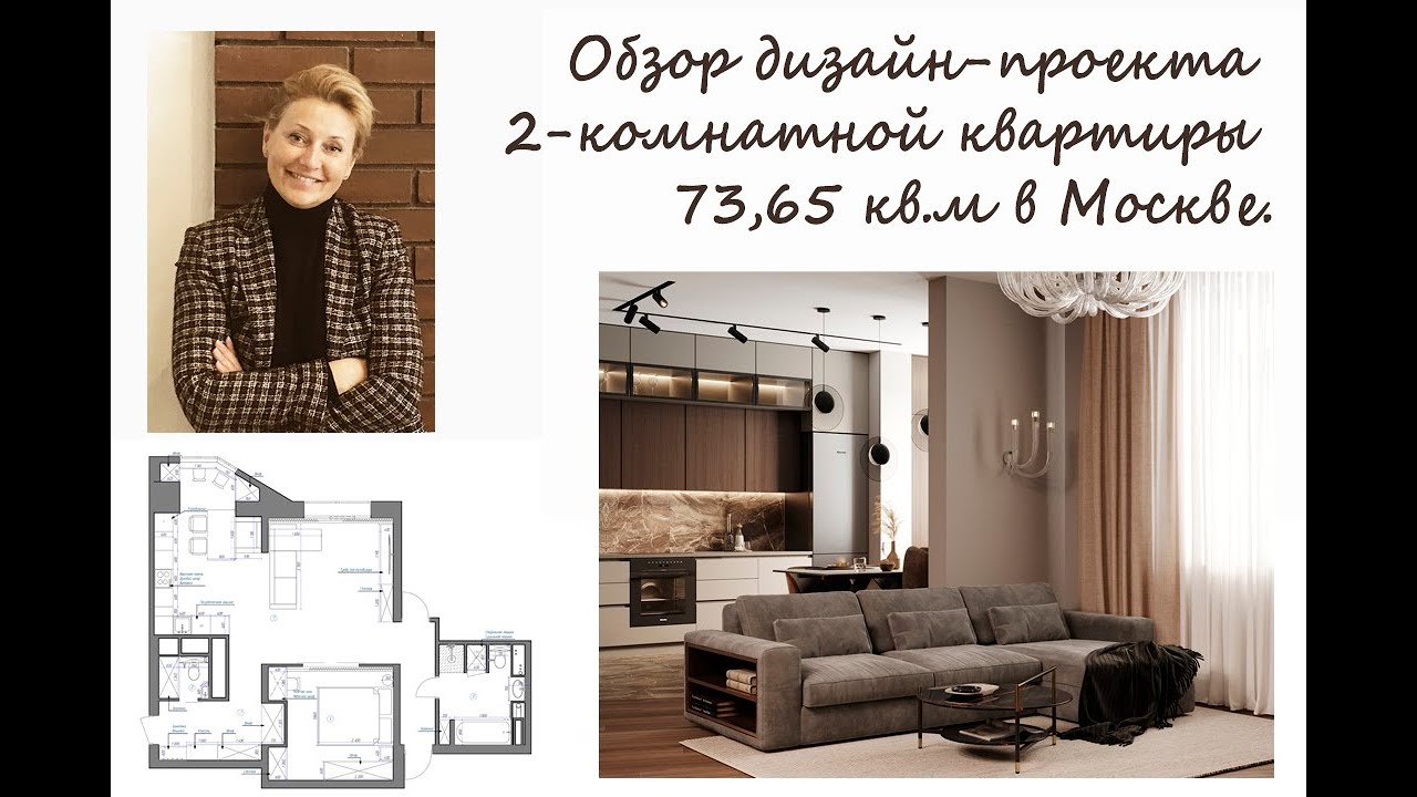 Обзор дизайн-проекта 2-комнатной квартиры 73,65 кв.м в Москве . Дизайн ...