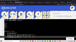 microPython micro:bit Área de un triángulo con la Fórmula de Herón TIC 4 ESO IES Monterroso screenshot 2