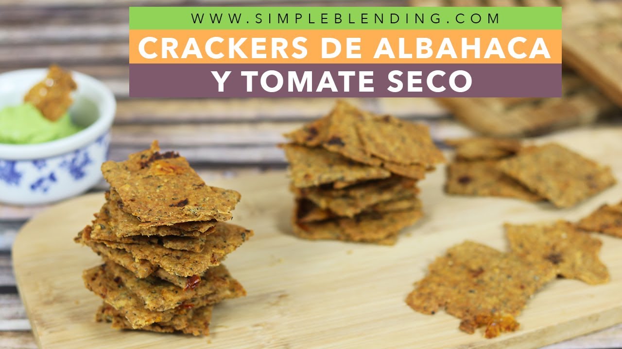 CRACKERS DE ALBAHACA Y TOMATE SECO | Galletas saladas | Galletitas crujientes de tomate