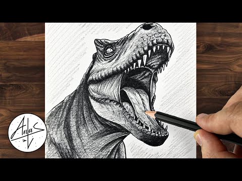 كيفية رسم تي ريكس رسم واقعي شرح خطوة بخطوة 