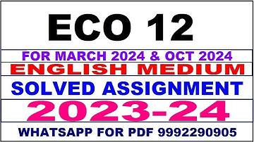 eco 12 solved assignment 2023-24 | eco 12 solved assignment in english 2024 | eco 12 2024