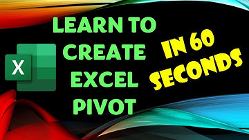 Learn to create Excel Pivot Table in 60 seconds!!!