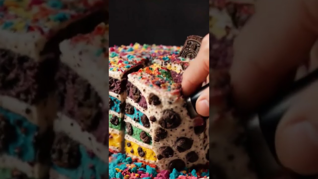 Sweet rainbow cake 🍰 cut