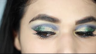 GREEN & GOLD GLITTER EYE SHADOW TUTORIAL