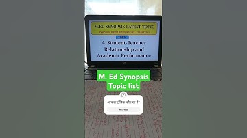 M. Ed synopsis topic list | #CRSU #dissertation #synopsis #thesis #dissertationwriting